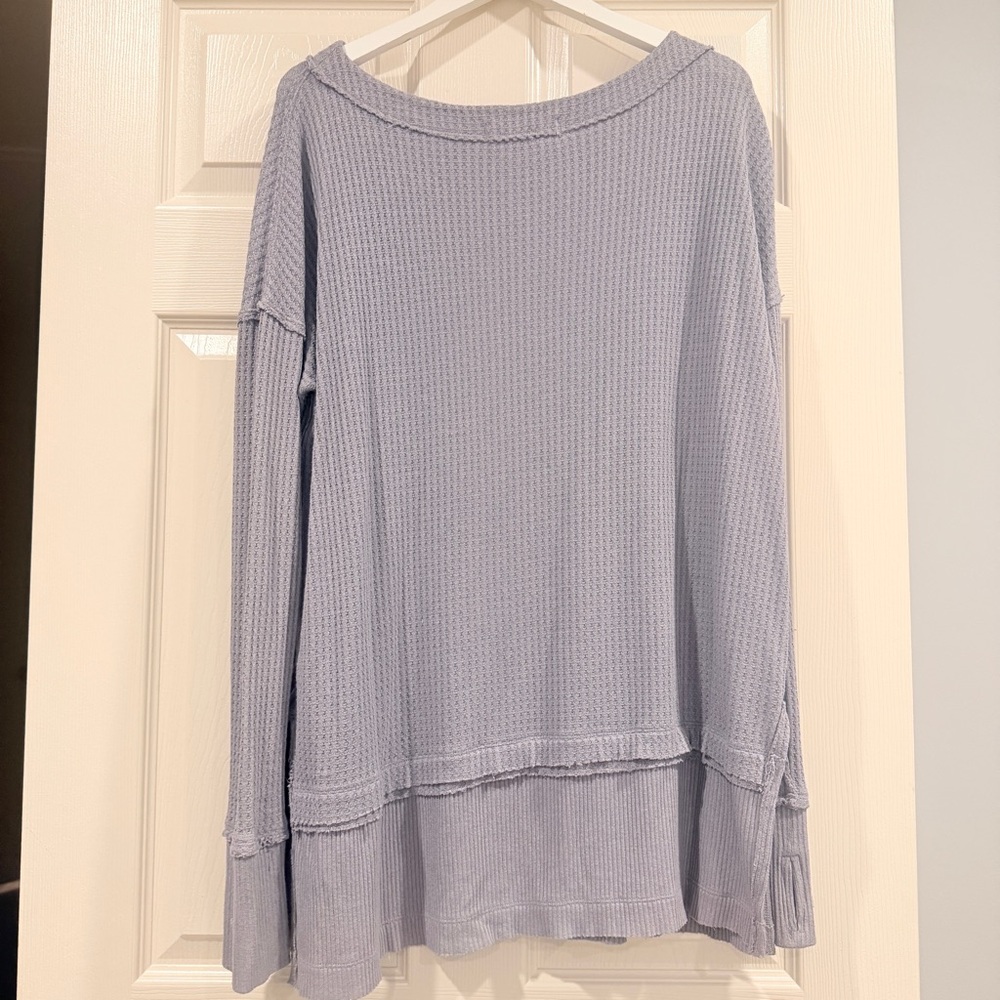 {preloved} Free People North Shore Thermal Tunic Shirt Storm Grey - Picture 5 of 11